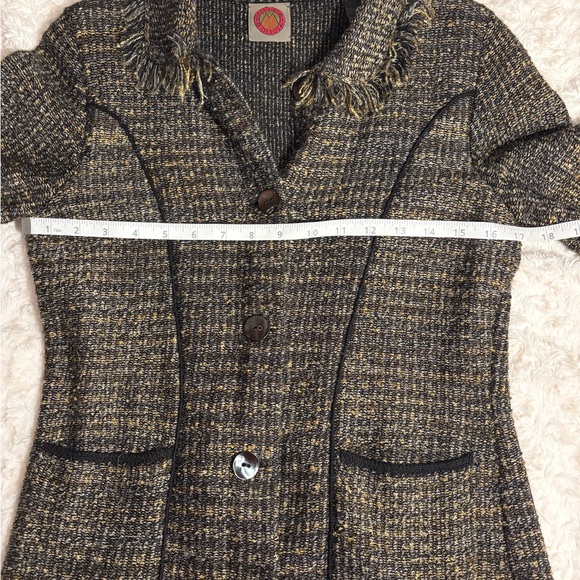 Vintage Millma Handloomed Alpaca Blend Open Front Tweed Cardigan Blazer - Picture 13 of 16